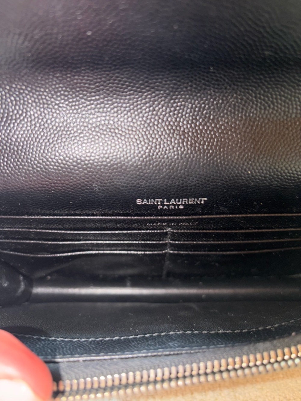 Saint Laurent CASSANDRE ENVELOPE CHAIN WALLET IN GRAIN DE POUDRE LEATHER - Picture 9 of 13